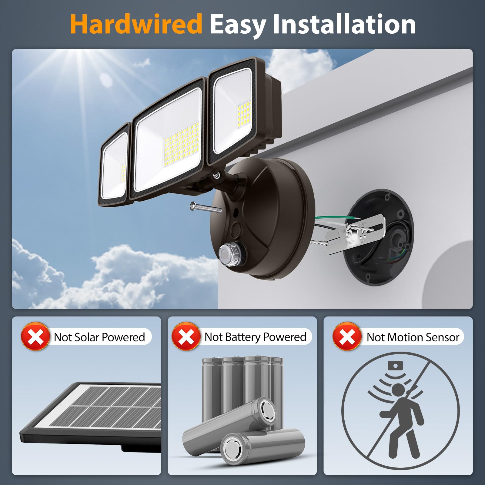 Onforu exterior flood light highlights the yard with a wide 120° beam.