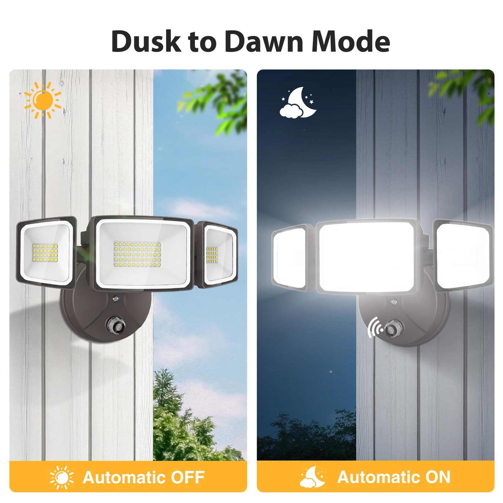 Onforu three-head flood light suits barns, docks, and factories.