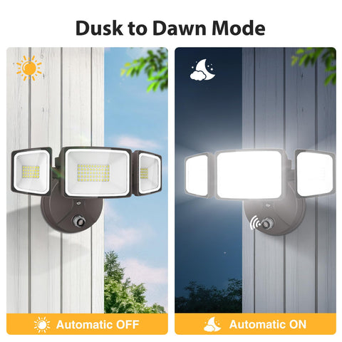 Onforu three-head flood light suits barns, docks, and factories.