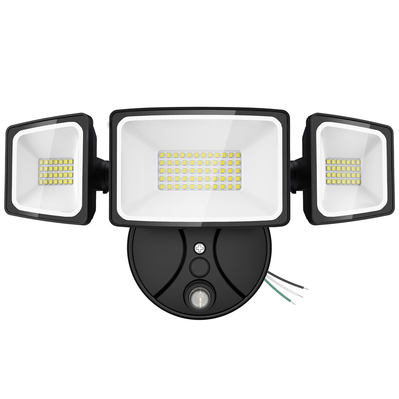 Onforu 70W dusk-to-dawn light with 3 adjustable heads for versatile security lighting.