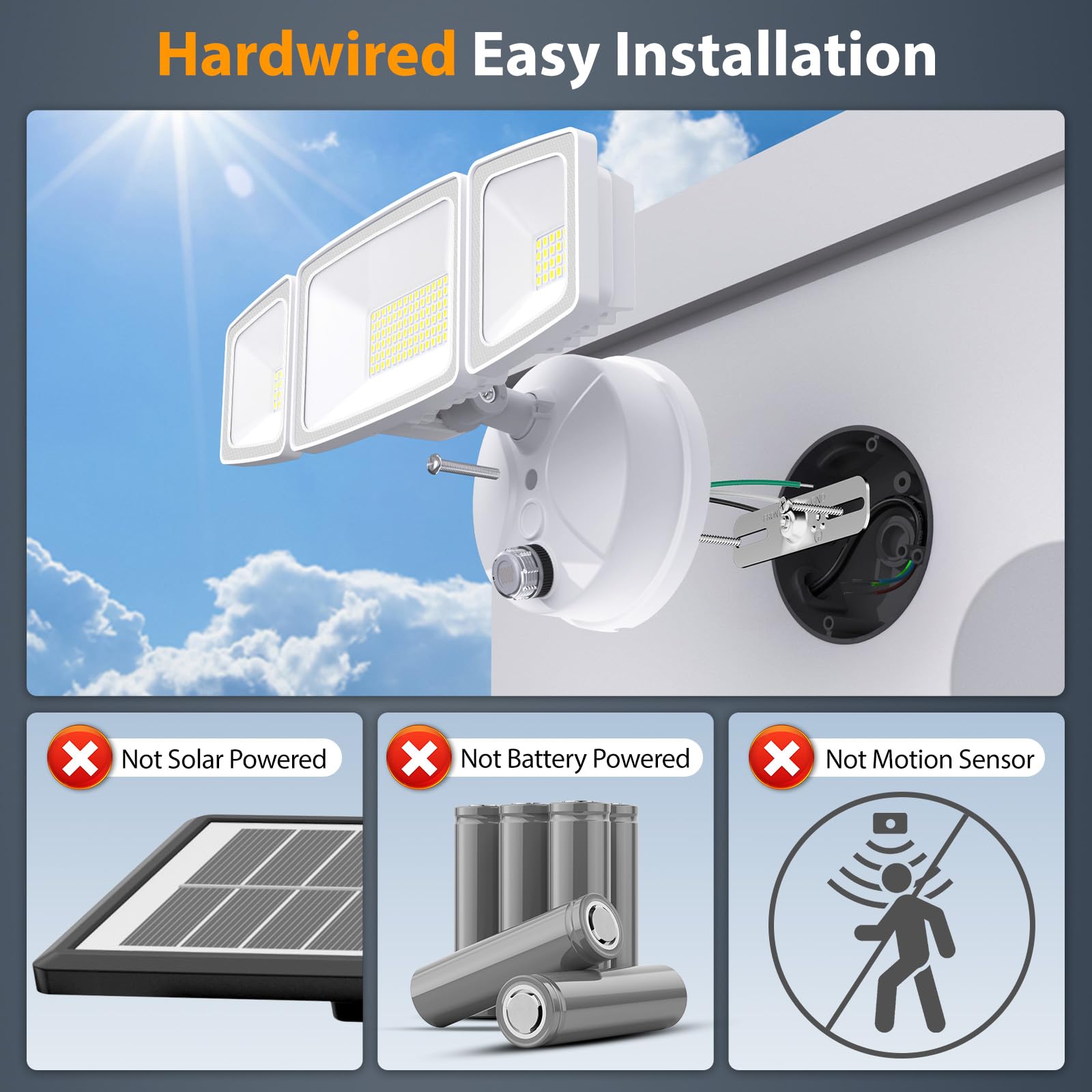 Onforu dusk-to-dawn flood light side angle showing wide coverage for nightly security