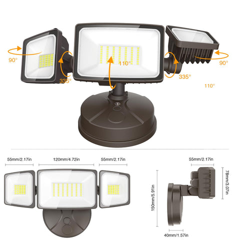 Onforu 75W flood light night illumination effect in yard