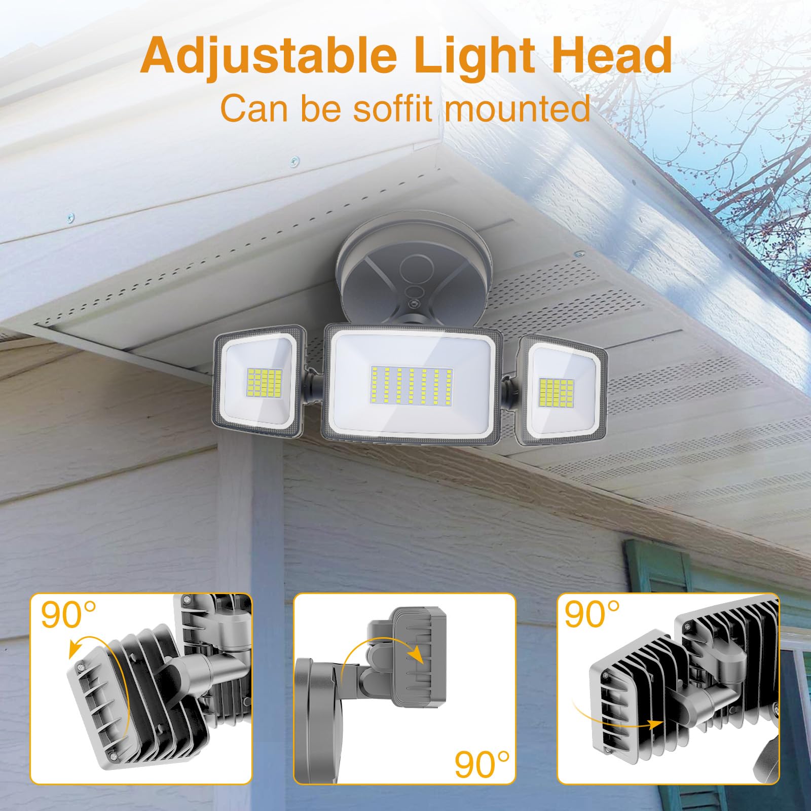 Onforu 75W LED security light installed over entry and yard areas.