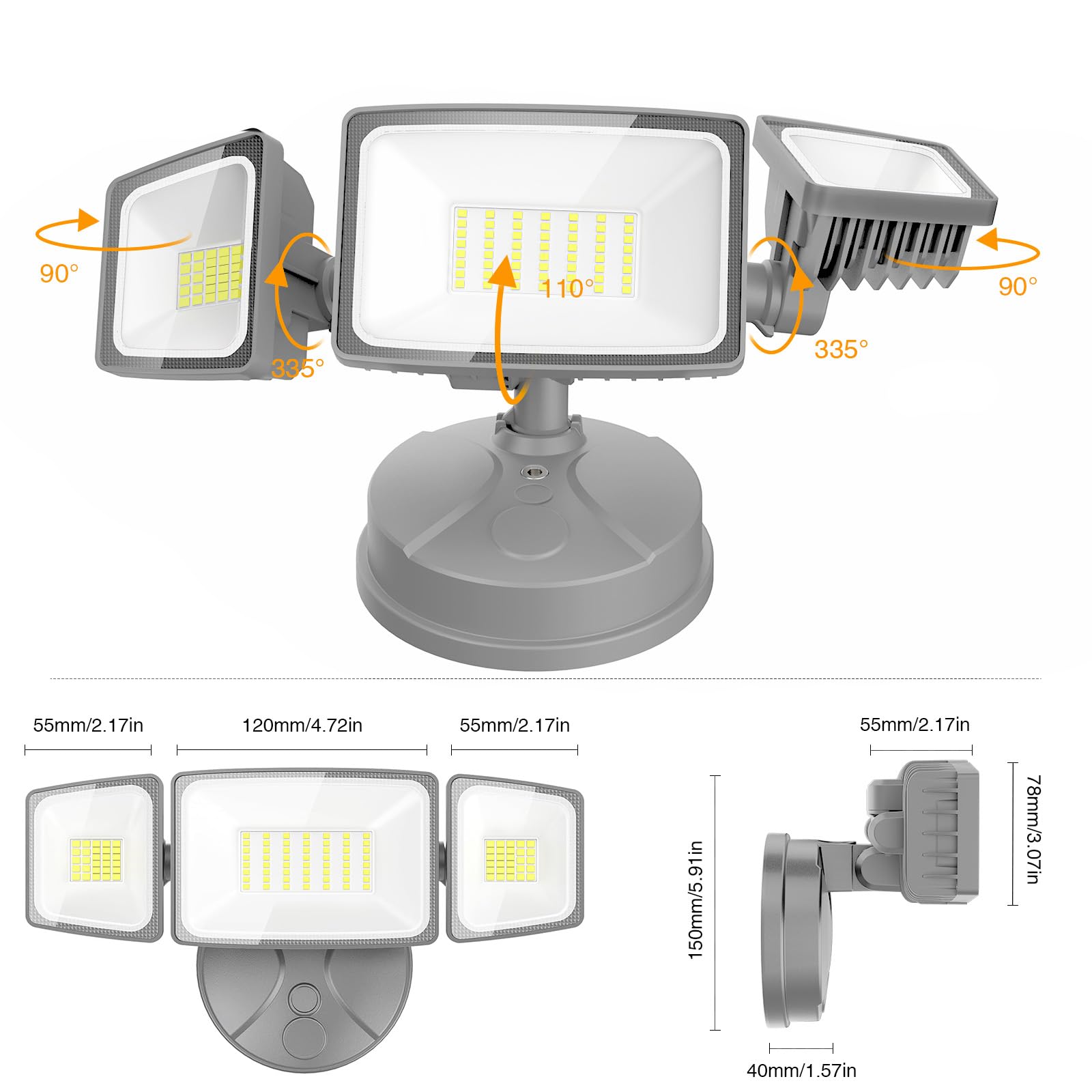 Onforu floodlight provides broad area lighting for yard and entryways.