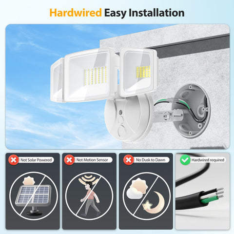 Onforu 75W flood light side view showing adjustable heads