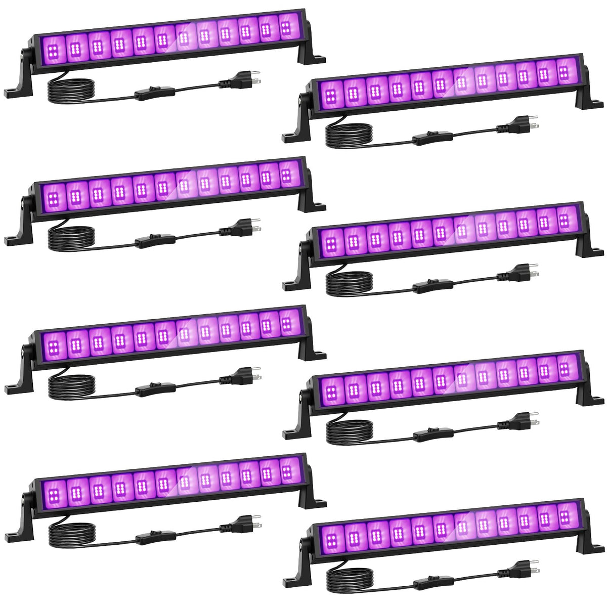 Onforu 8-pack 42W blacklight bars illuminate large areas for glow parties