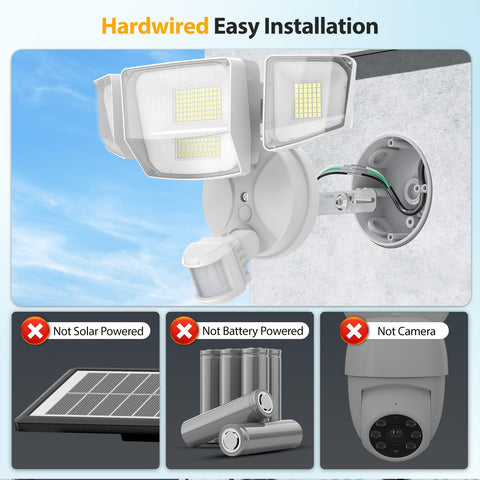 Onforu 90W LED motion sensor outdoor light side angle showing adjustable heads