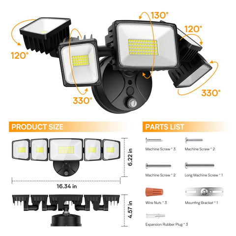 Onforu adjustable heads offer customizable area coverage.