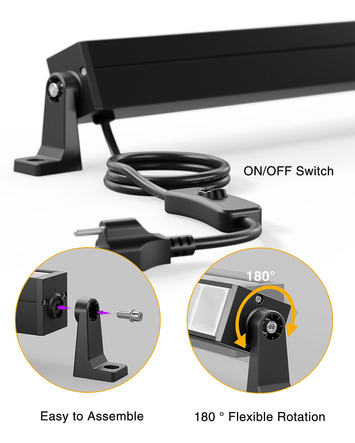 Onforu aluminum housing with heat sink keeps blacklight bars cool during long parties