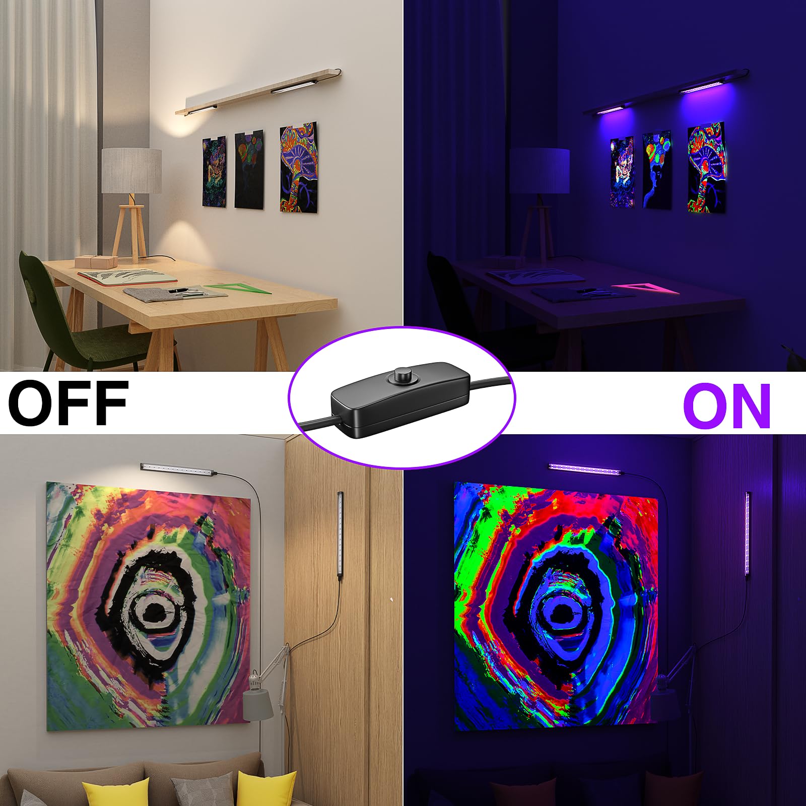 Onforu black light bars with switch for easy control