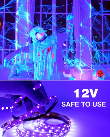Onforu cuttable blacklight strip adjustable to fit corners.