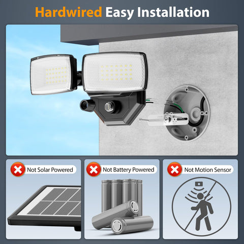Onforu dual-head flood light shows adjustable beams for wide coverage.