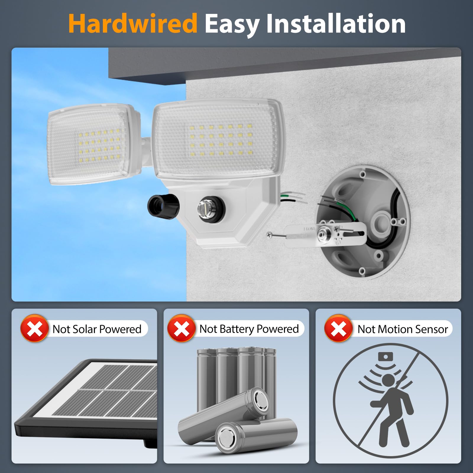 Dual-head Onforu flood light mounted on wall covering a wide driveway