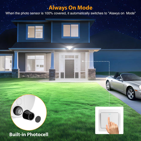 Onforu dusk-to-dawn mode activated by photocell in evening