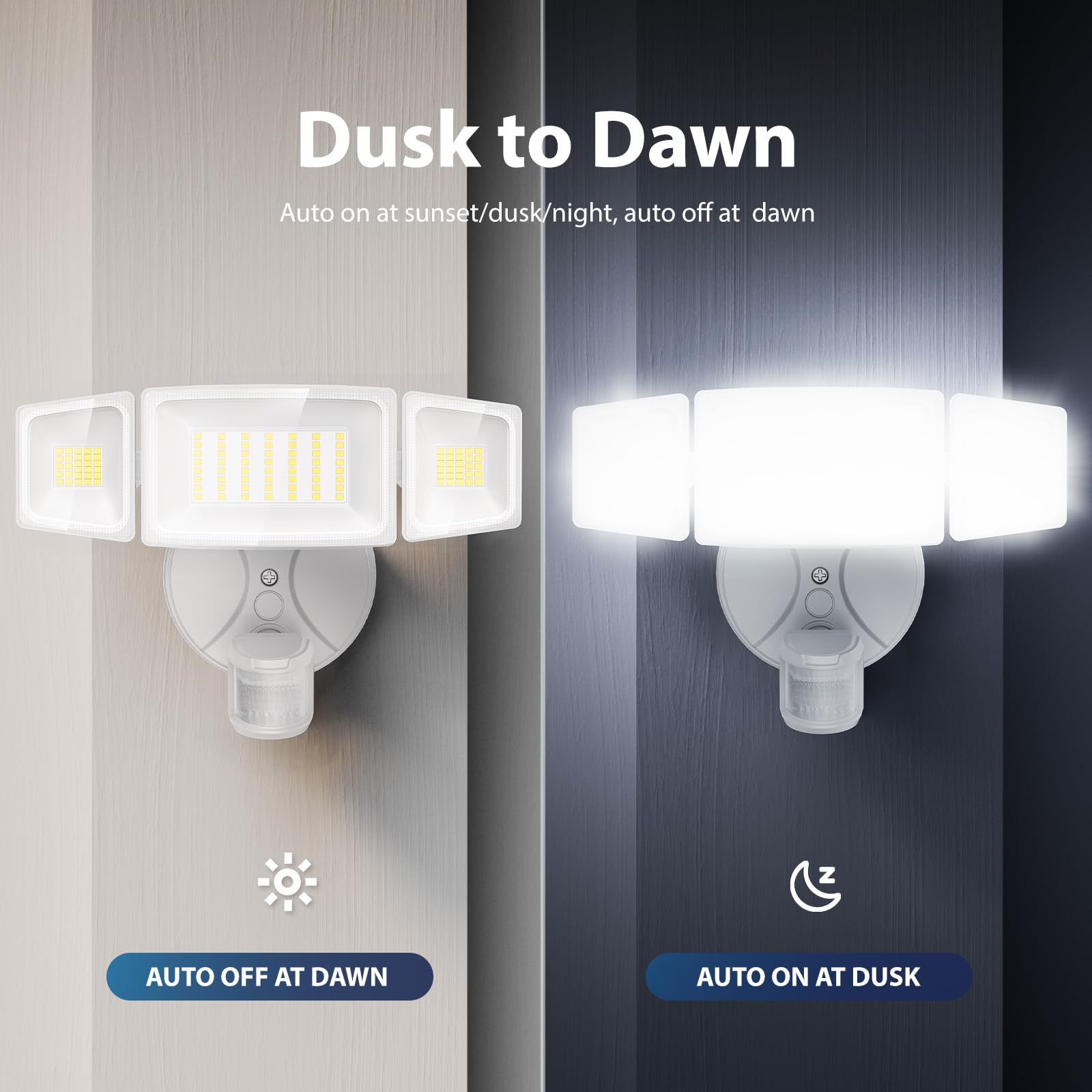 Onforu dusk-to-dawn functionality keeps outdoor areas lit automatically.