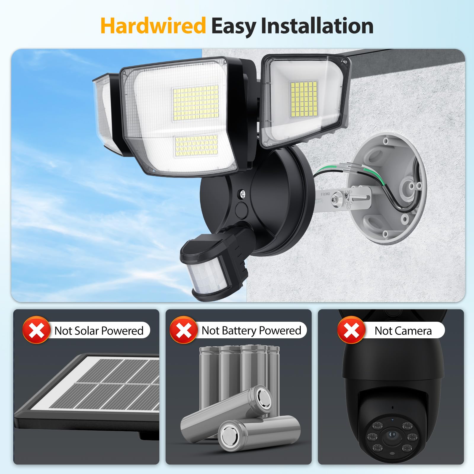 Onforu four-head flood light with adjustable angles for targeted security lighting.