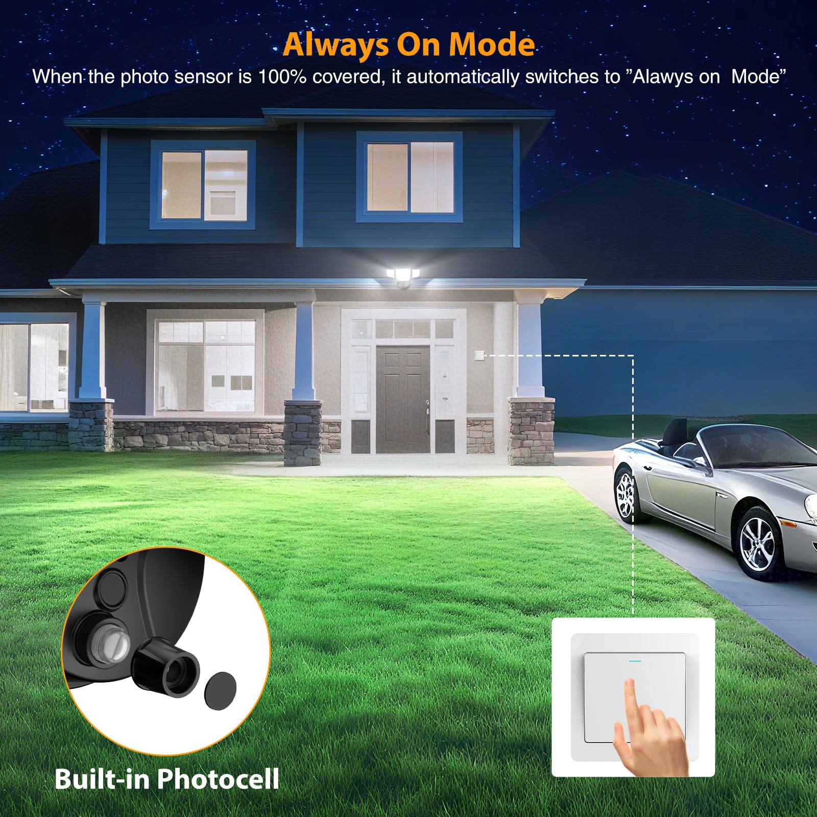 Onforu four-head design provides wide-angle illumination with no dark spots