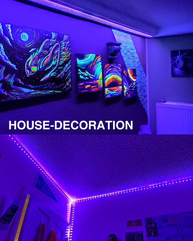 Onforu Halloween glow party setup with UV illumination.