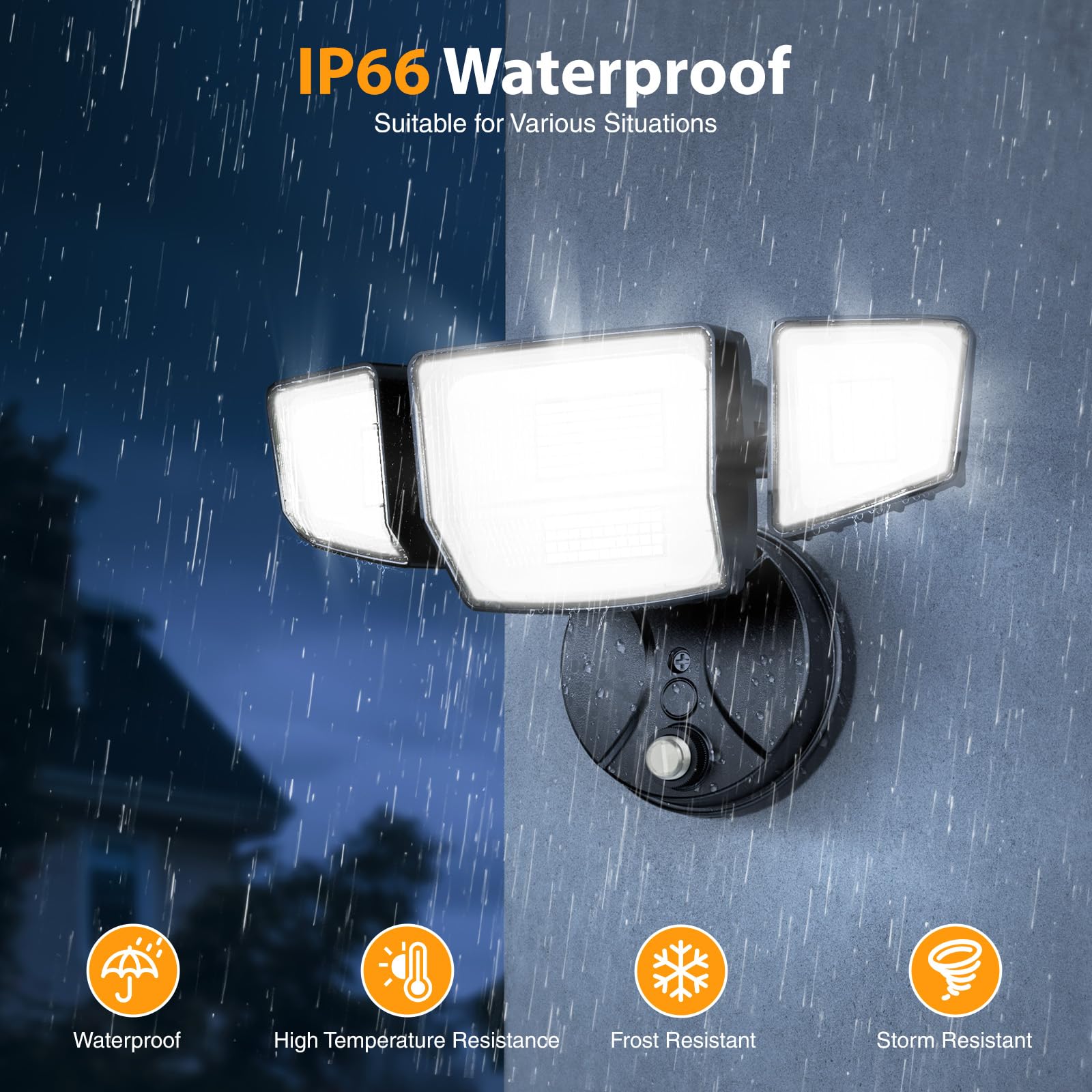 Onforu IP66 waterproof exterior light withstands rain and snow