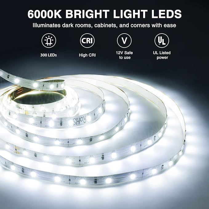 Onforu LED strip at 6000K daylight for clear task lighting