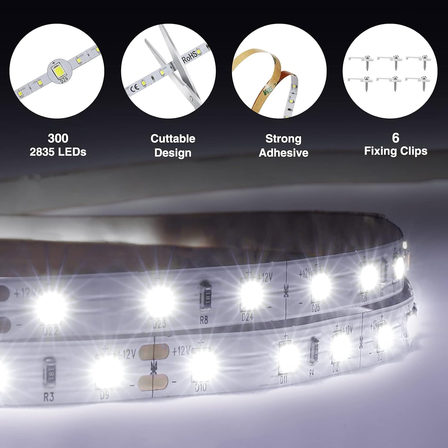 Onforu flexible LED strip bending under cabinet for corners