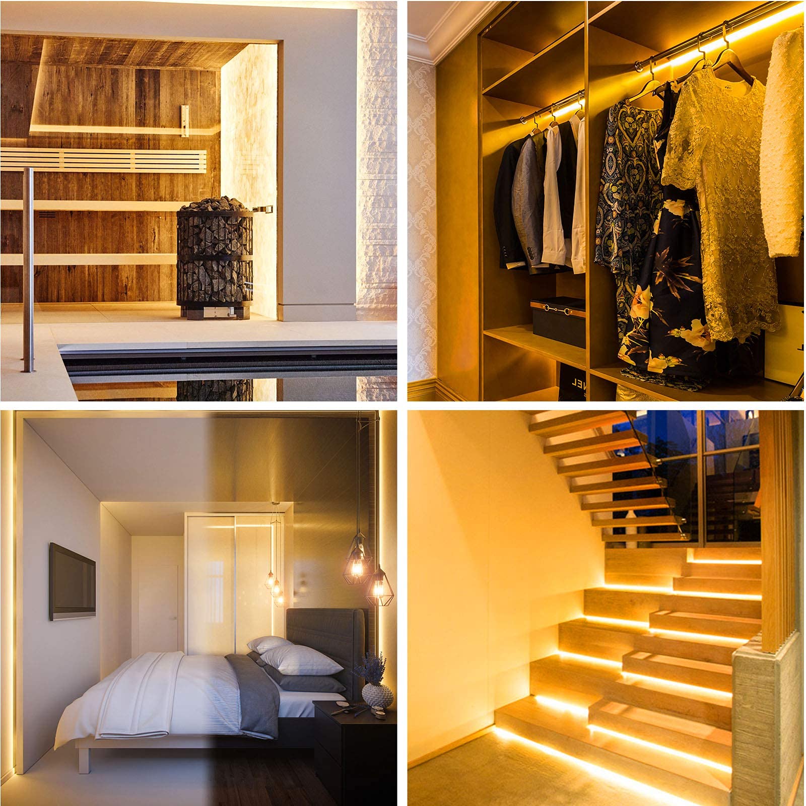 Onforu LED strip used in bedroom and kitchen decor for ambience