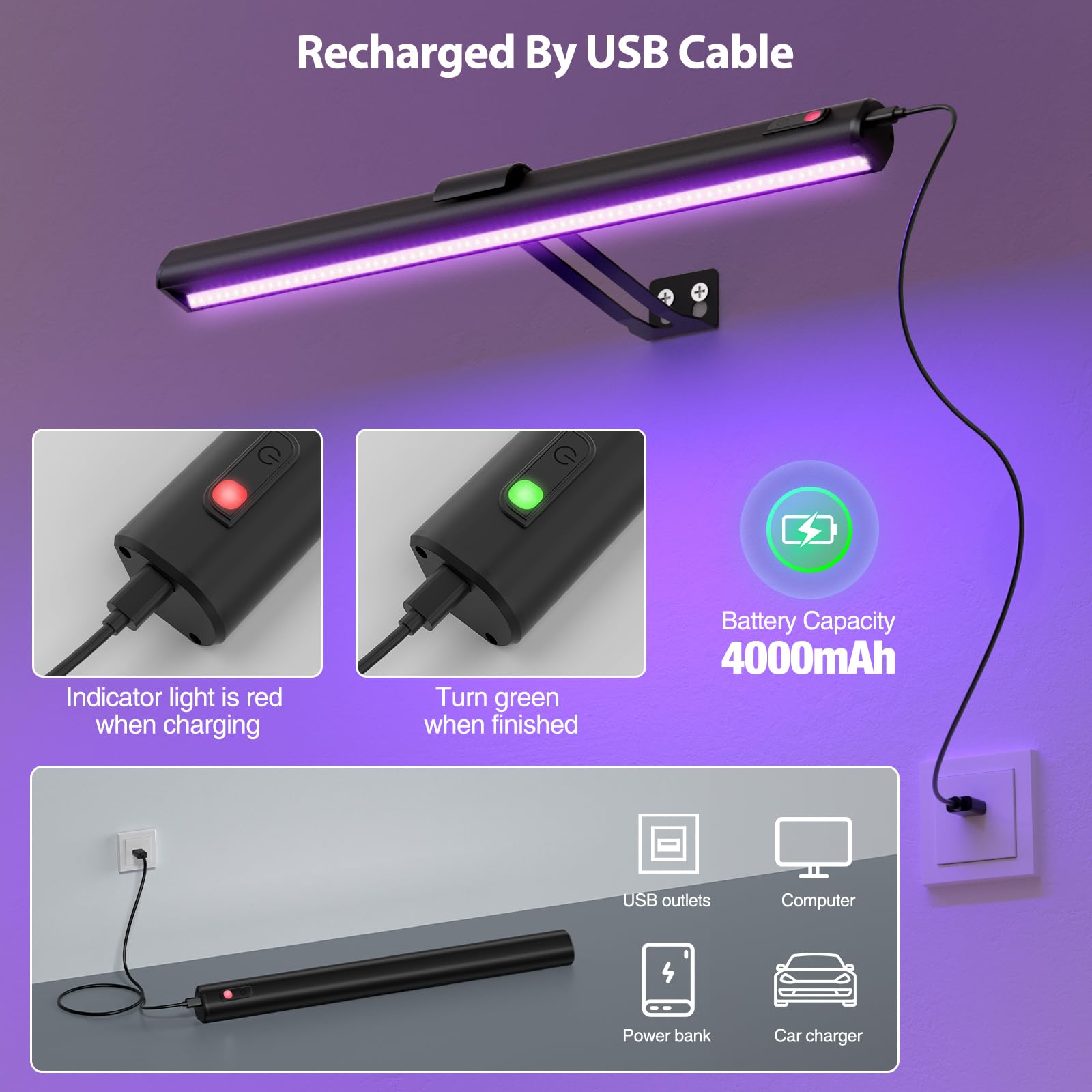 Onforu magnetic wall mount blacklight bar for easy installation