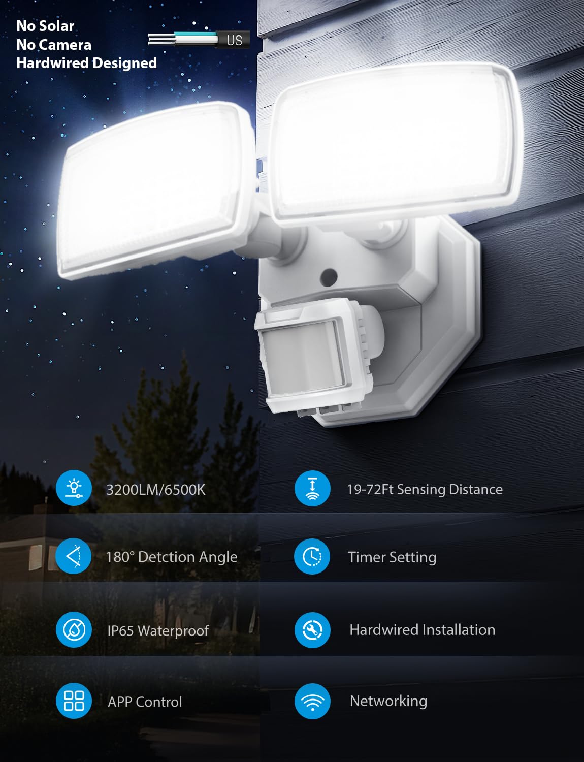 Onforu motion sensor coverage angle demonstrates wide outdoor detection.