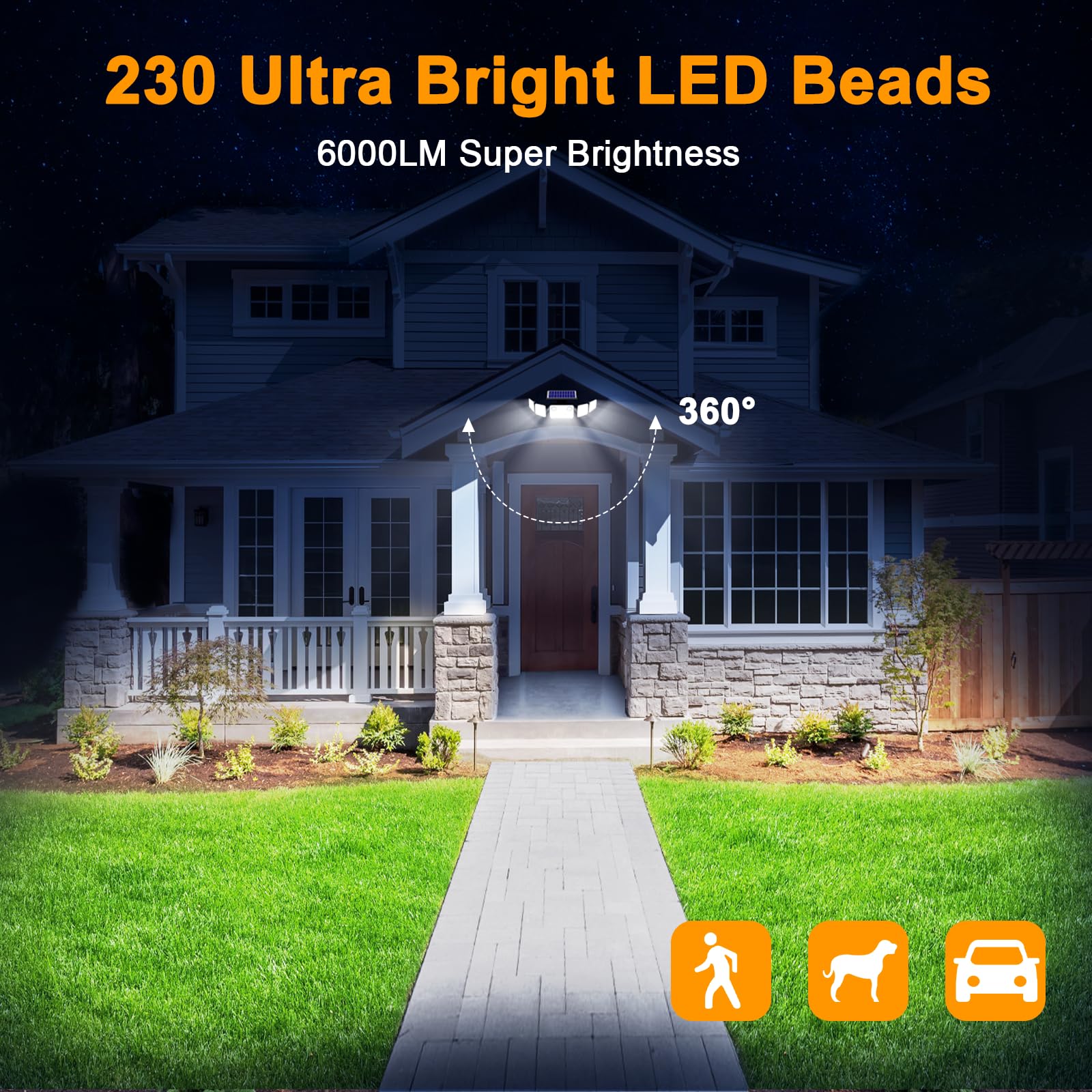 Onforu solar flood lights with remote control for convenient mode changes.