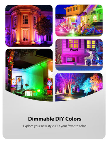 Onforu RGBW flood light showing color modes for party ambiance