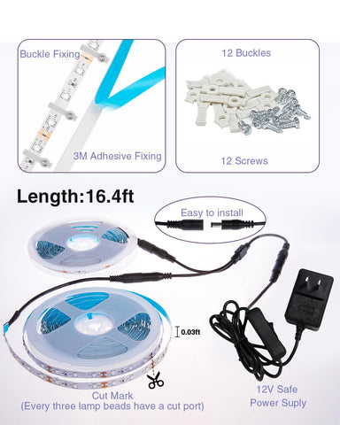 Onforu blacklight strip with strong self-adhesive for easy mounting.