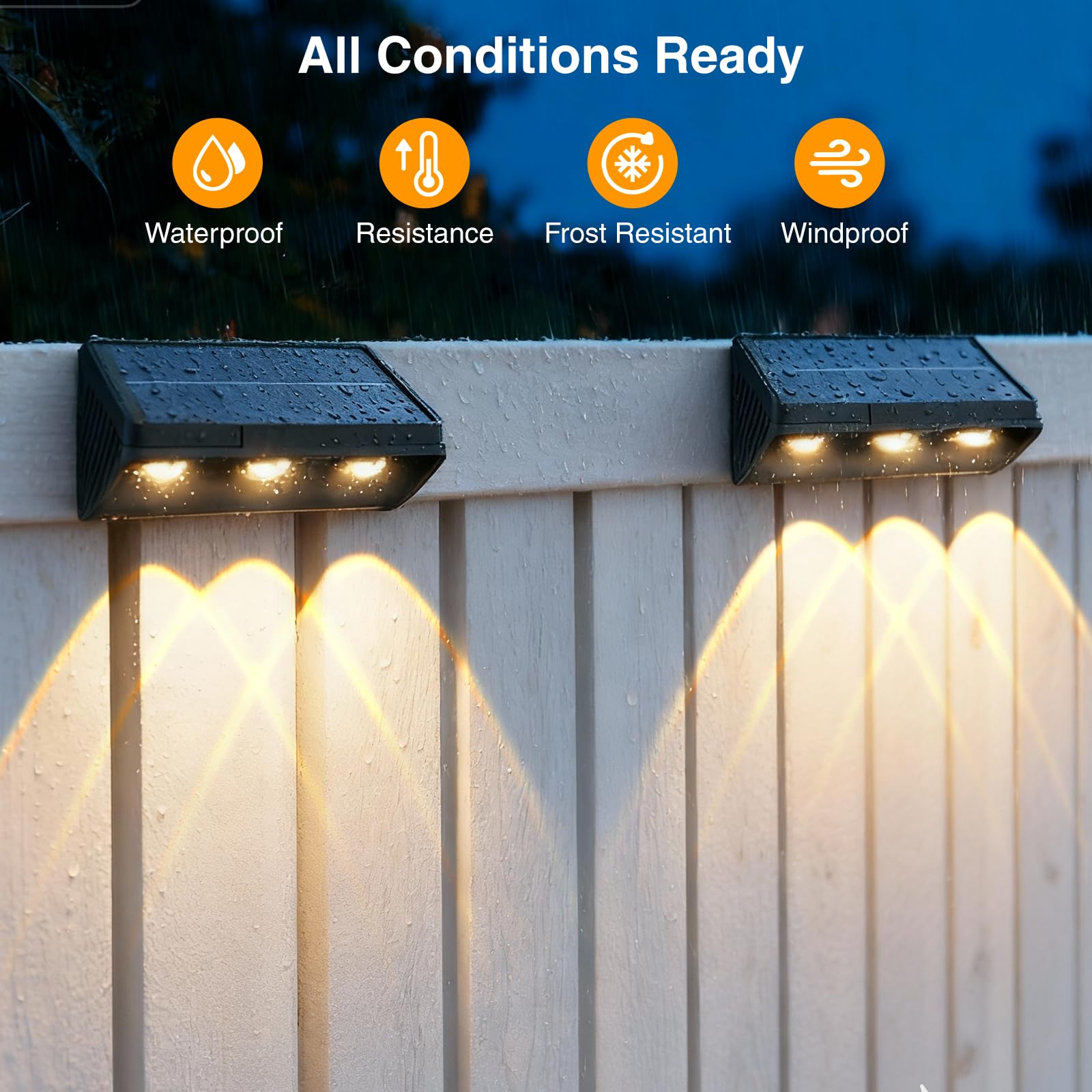 Onforu Solar Fence Lights ABS shell and durable exterior for long-term use.
