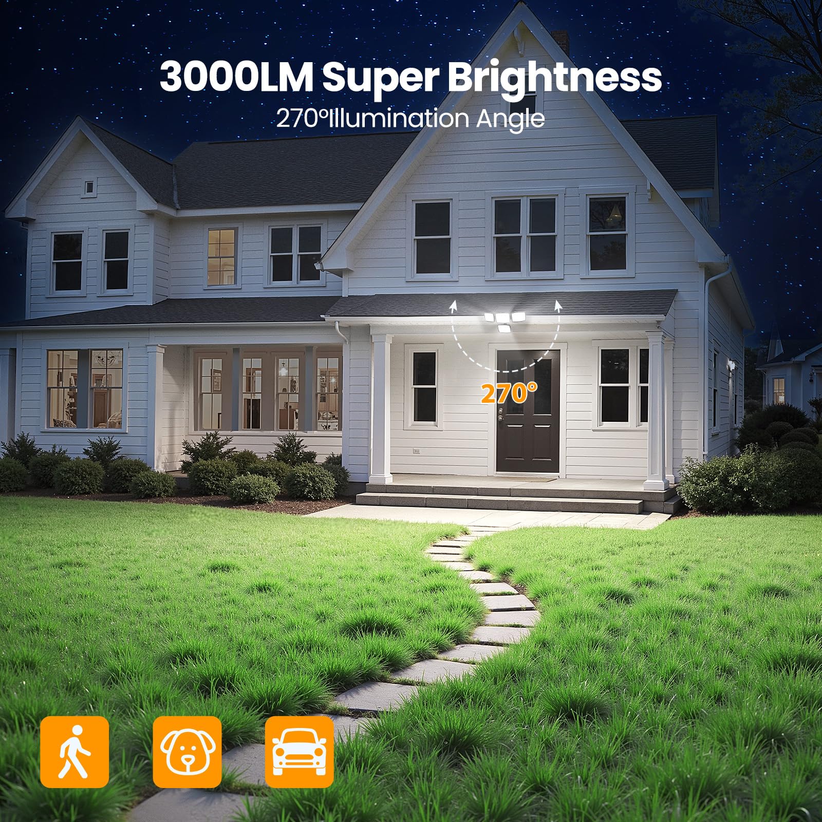Onforu motion sensor solar lights detect movement up to 26 feet for security.