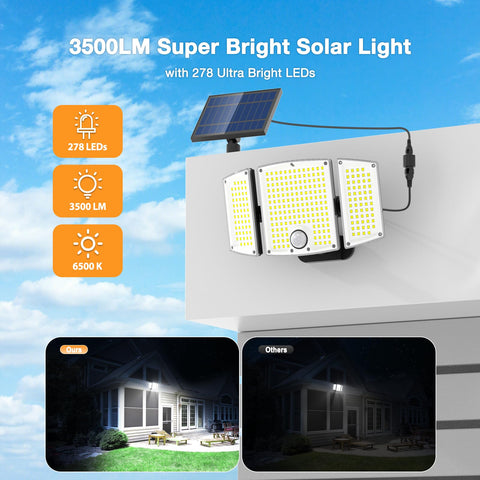 Onforu 270-degree coverage highlights broad yard lighting along paths.