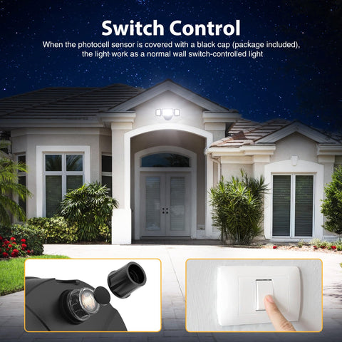 Onforu three-head flood light provides wide 120° coverage for outdoor safety.