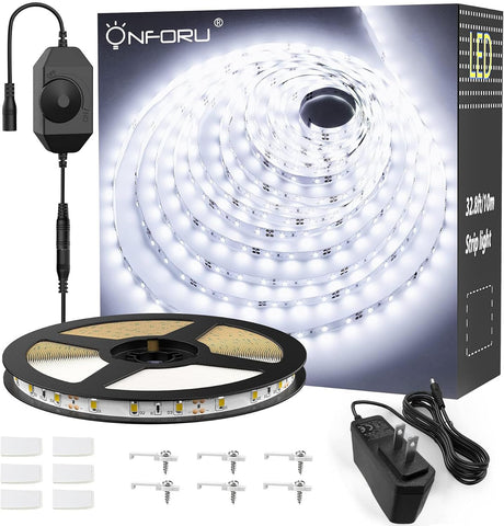 Onforu white LED strip lights 32.8ft daylight 6000K for bright rooms