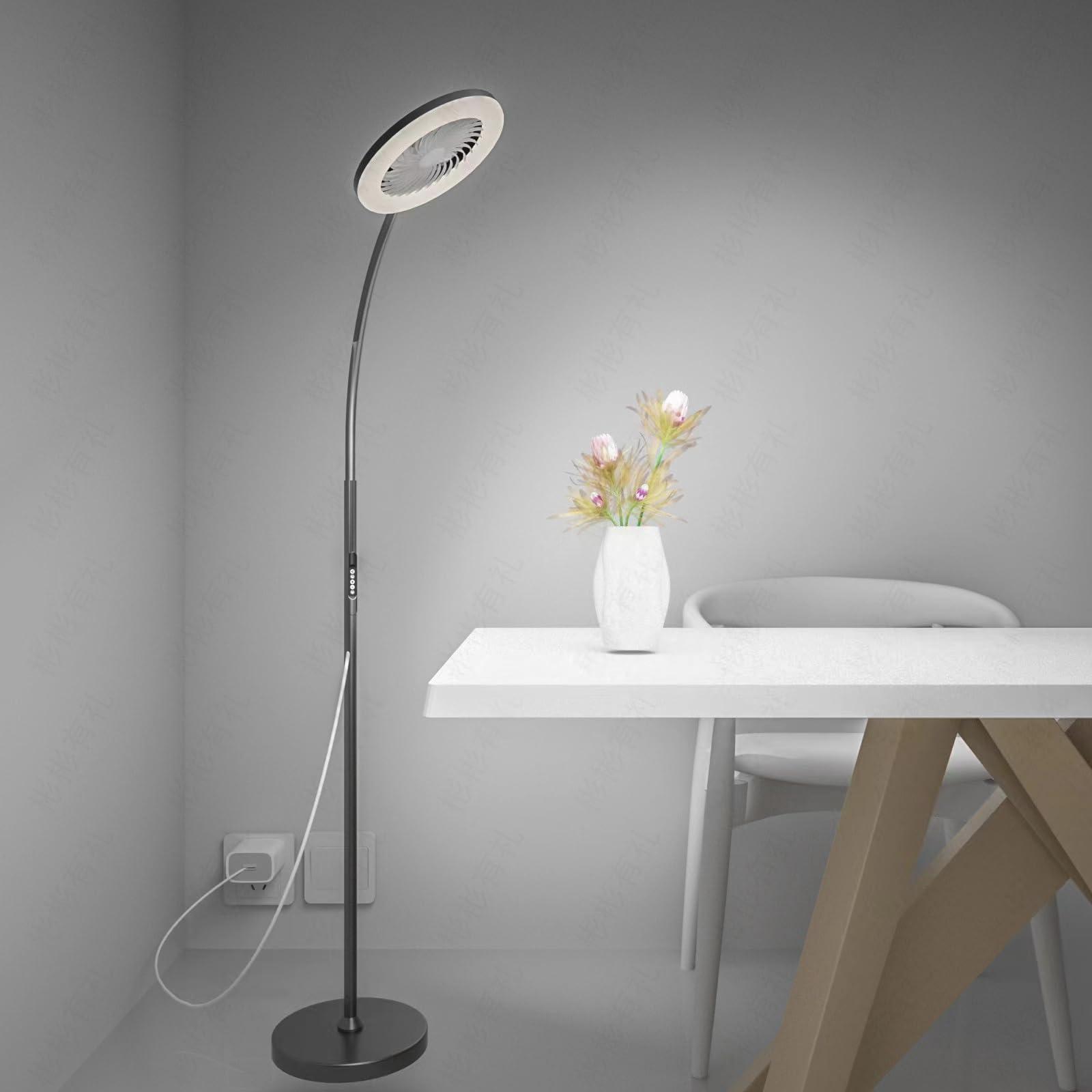 ONIDEK pedestal fan compact design, fits small spaces without compromising light.