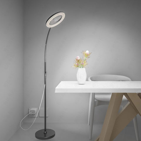 ONIDEK pedestal fan compact design, fits small spaces without compromising light.