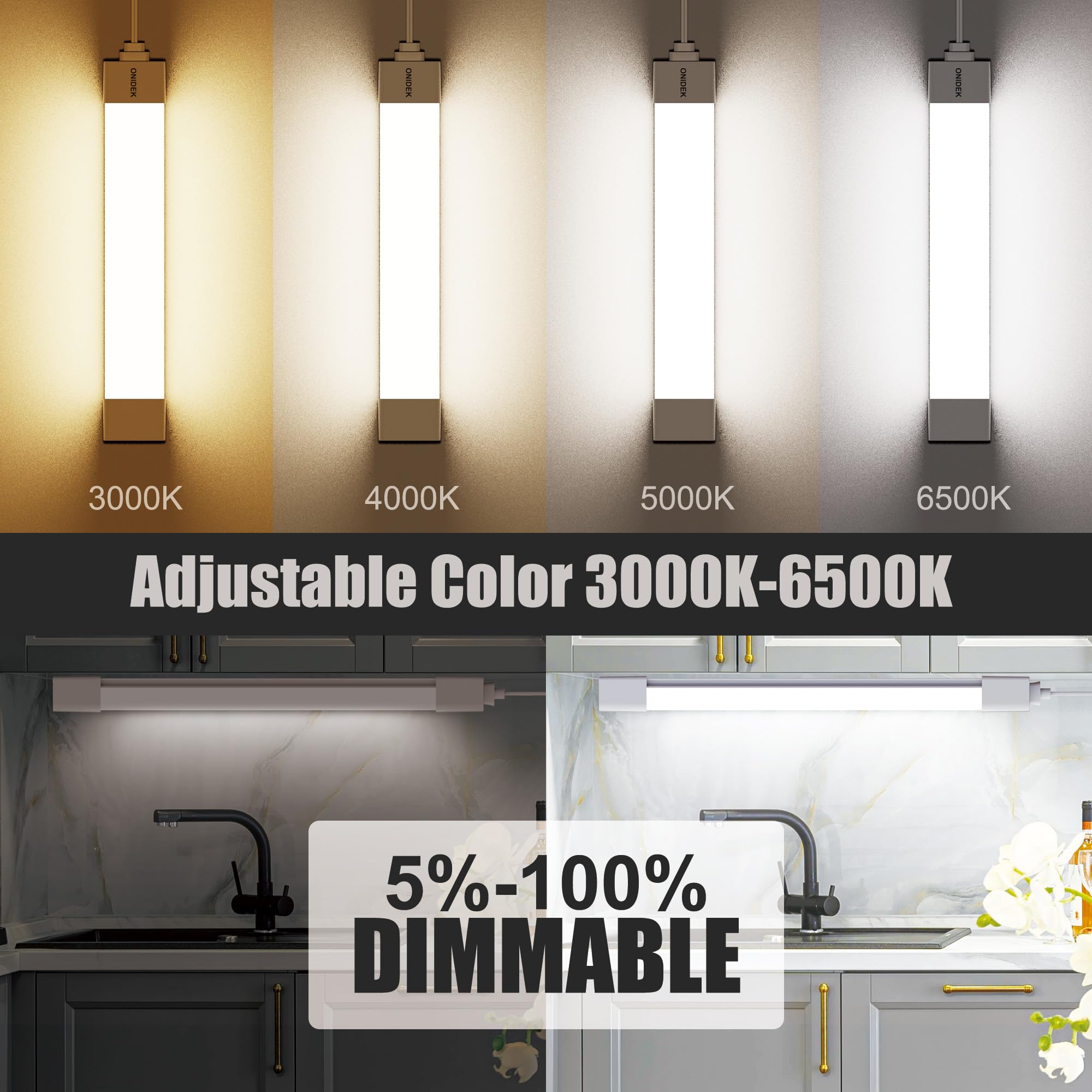 ONIDEK wireless control panel enables easy dimming and color changes at a glance.