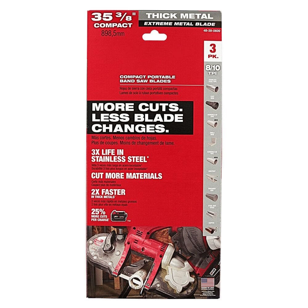 ONIGUARD extreme metal bandsaw blade 3-pack for Milwaukee 48-39-0609 shown in closeup for durability.