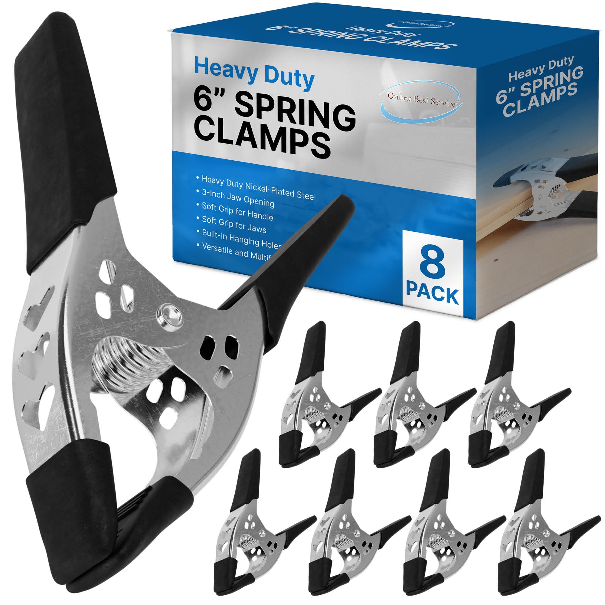 Online Best Service 6-inch wood clamps eight-pack for secure woodworking.