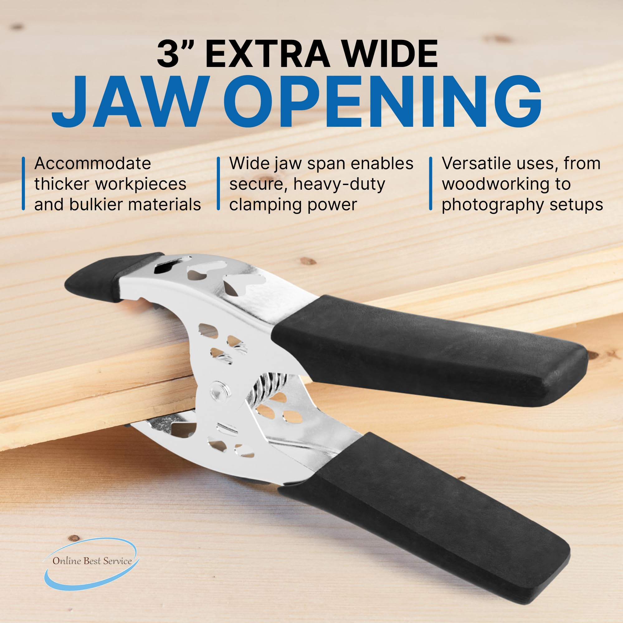 Online Best Service clamps feature hanging holes for easy workshop storage.