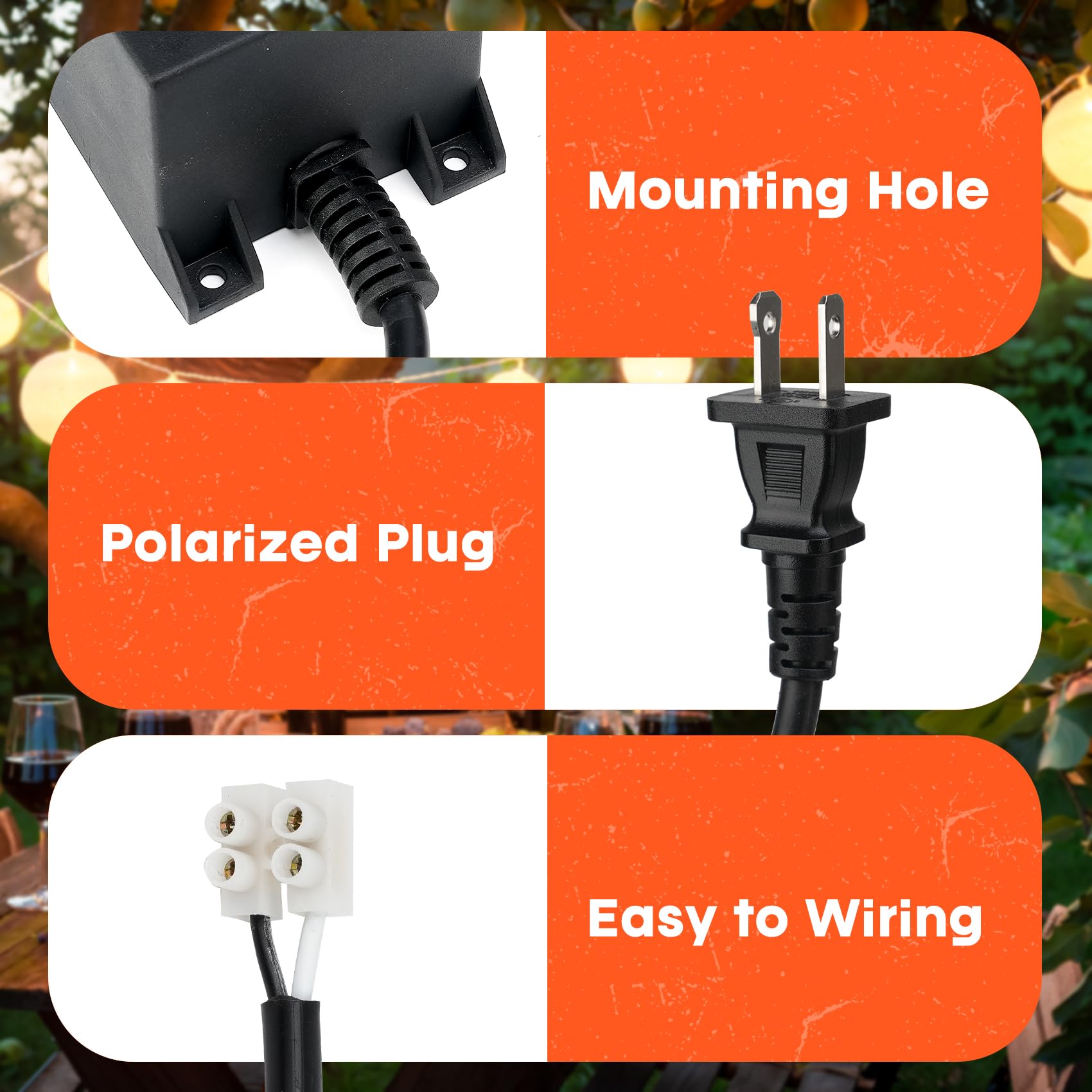 Onlyfire 12V output close-up showing compact low-voltage power for LED lighting