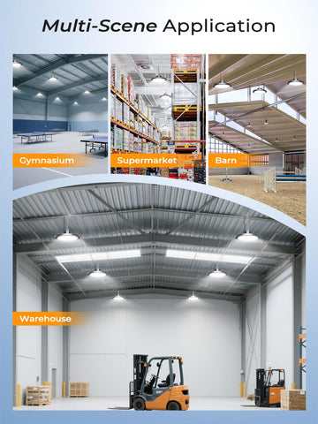 OnlyLux 250W UFO LED high bay light heat-dissipation design; efficient operation in dusty environments.