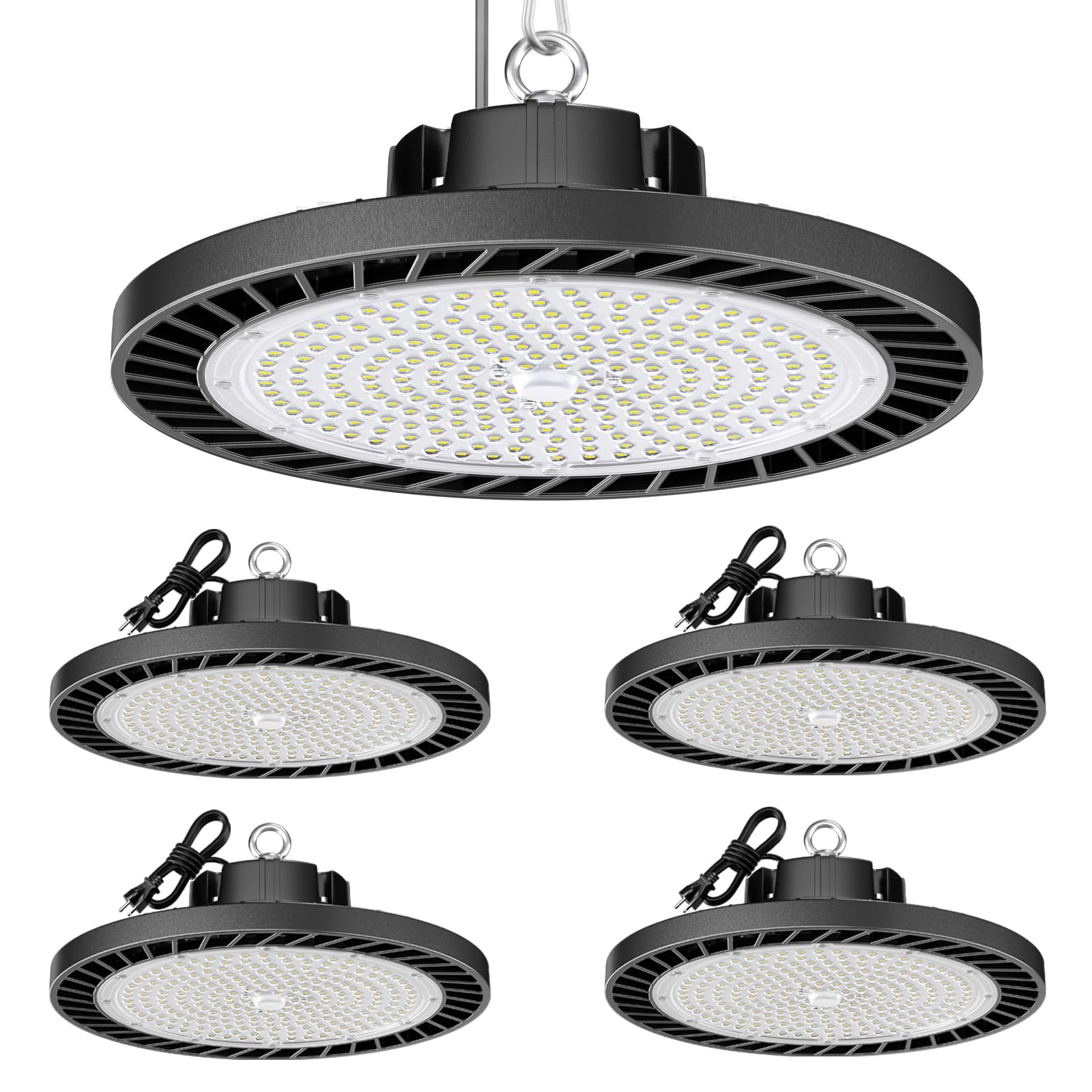ONLYLUX 4Pack LED high bay light front view with 200W brightness for large spaces.