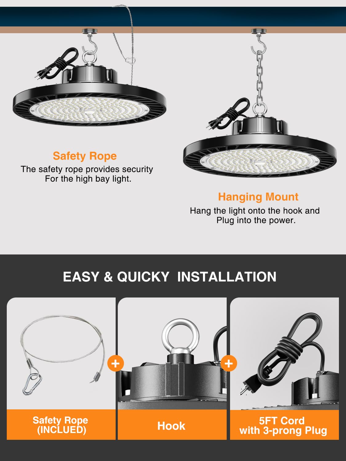 ONLYLUX high bay offers 5000K daylight with CRI>85 for accurate visuals.