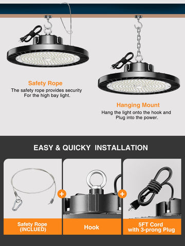 ONLYLUX high bay offers 5000K daylight with CRI>85 for accurate visuals.