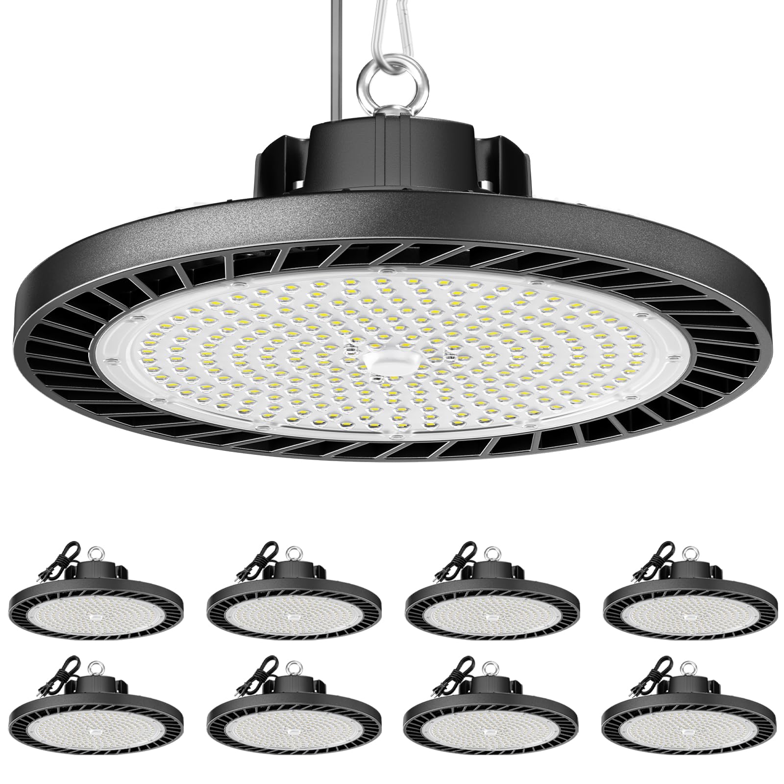 ONLYLUX 8-pack LED high bay lights deliver broad, bright coverage for large spaces.