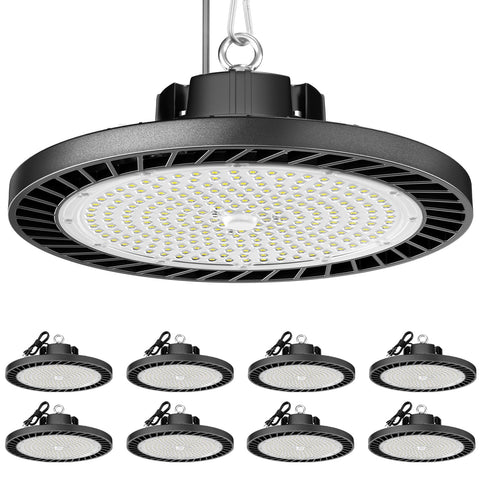 ONLYLUX 8-pack LED high bay lights deliver broad, bright coverage for large spaces.
