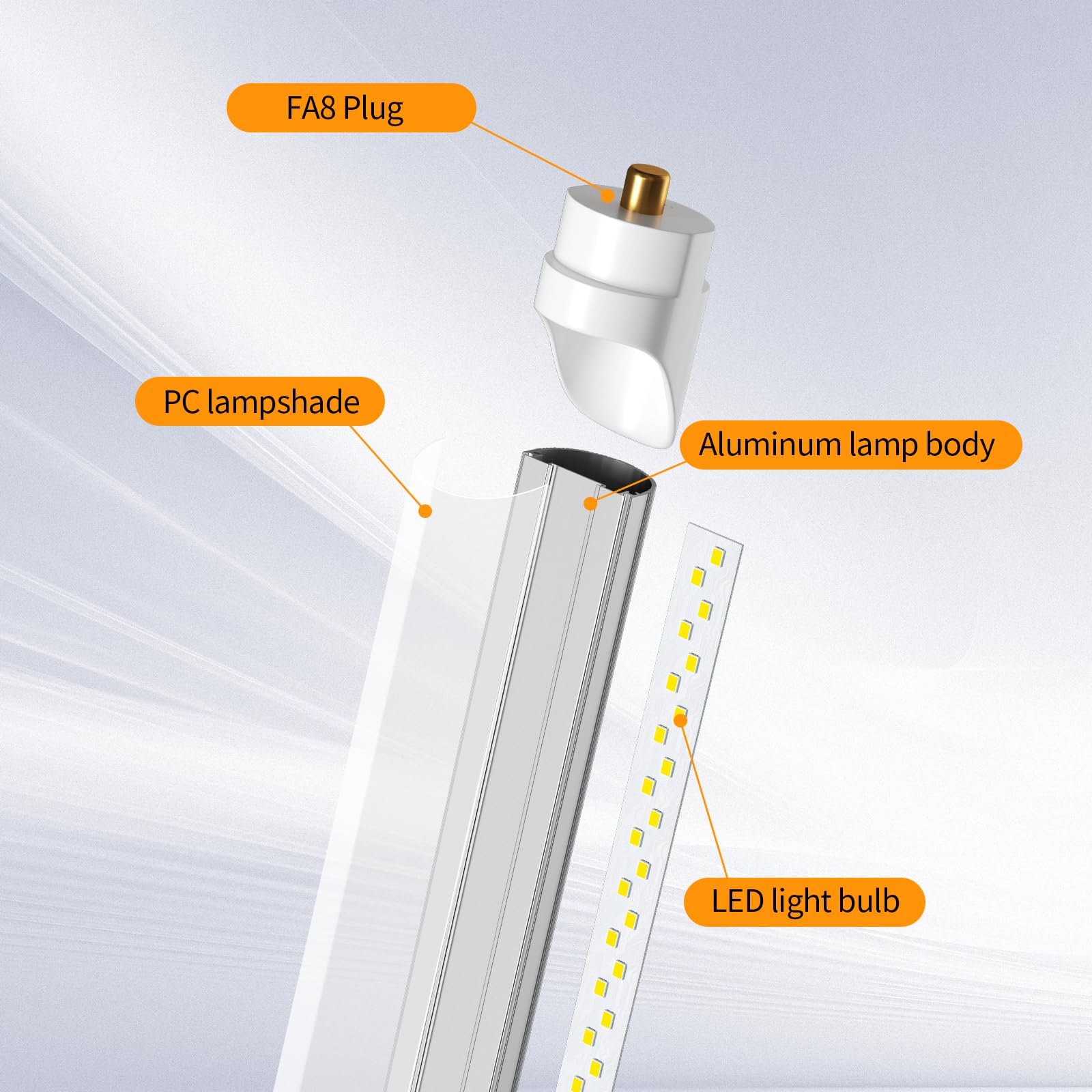 OnlyLux 8ft bulbs install easily in high ceiling spaces.